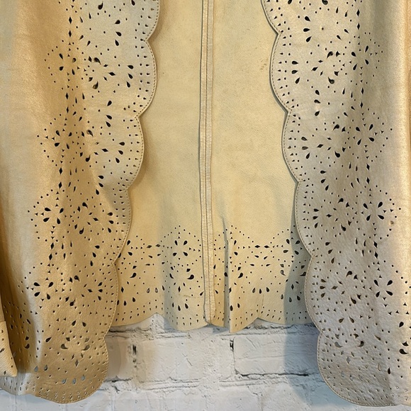 C Concept cream metallic leather laser cut jacket - Picture 4 of 11